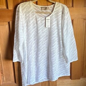 Chico's White Lace Knit Scoop Neck Top